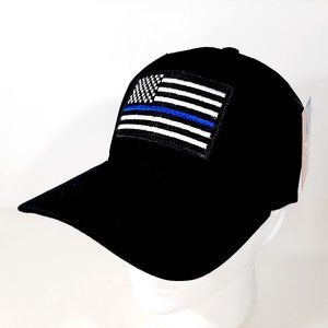 Thin Blue Line Baseball Hat Cap Black Cotton Embro